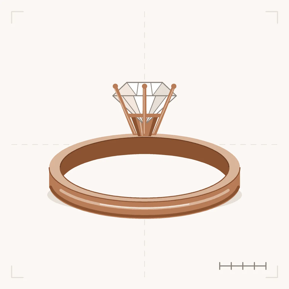 Six-Prong Solitaire Ring in perspective: a round stone held by six claw prongs above a rose-gold comfort-fit band