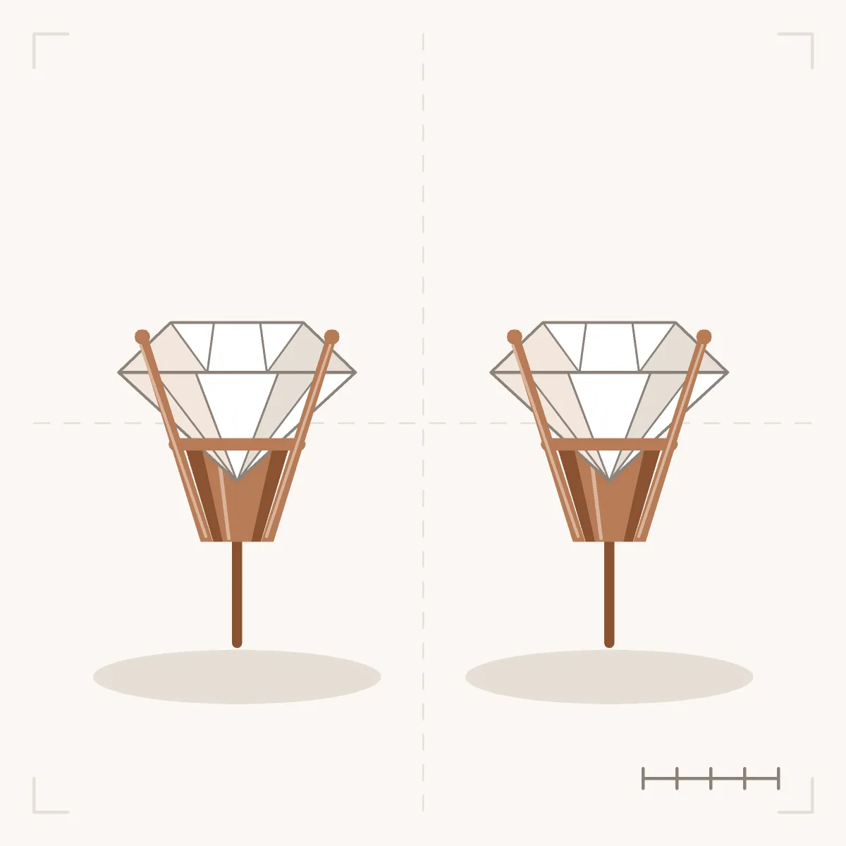 Four-Prong Stud Earrings as a pair: two round stones in four-prong settings on straight posts