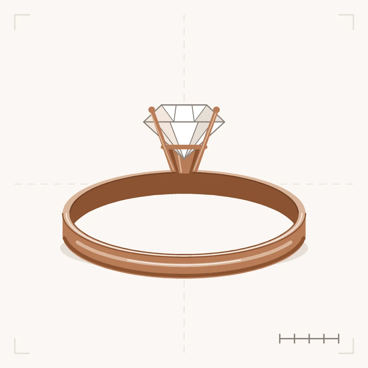 Knife-Edge Solitaire Ring in perspective: a round stone in four prongs on a narrow band with a center ridge