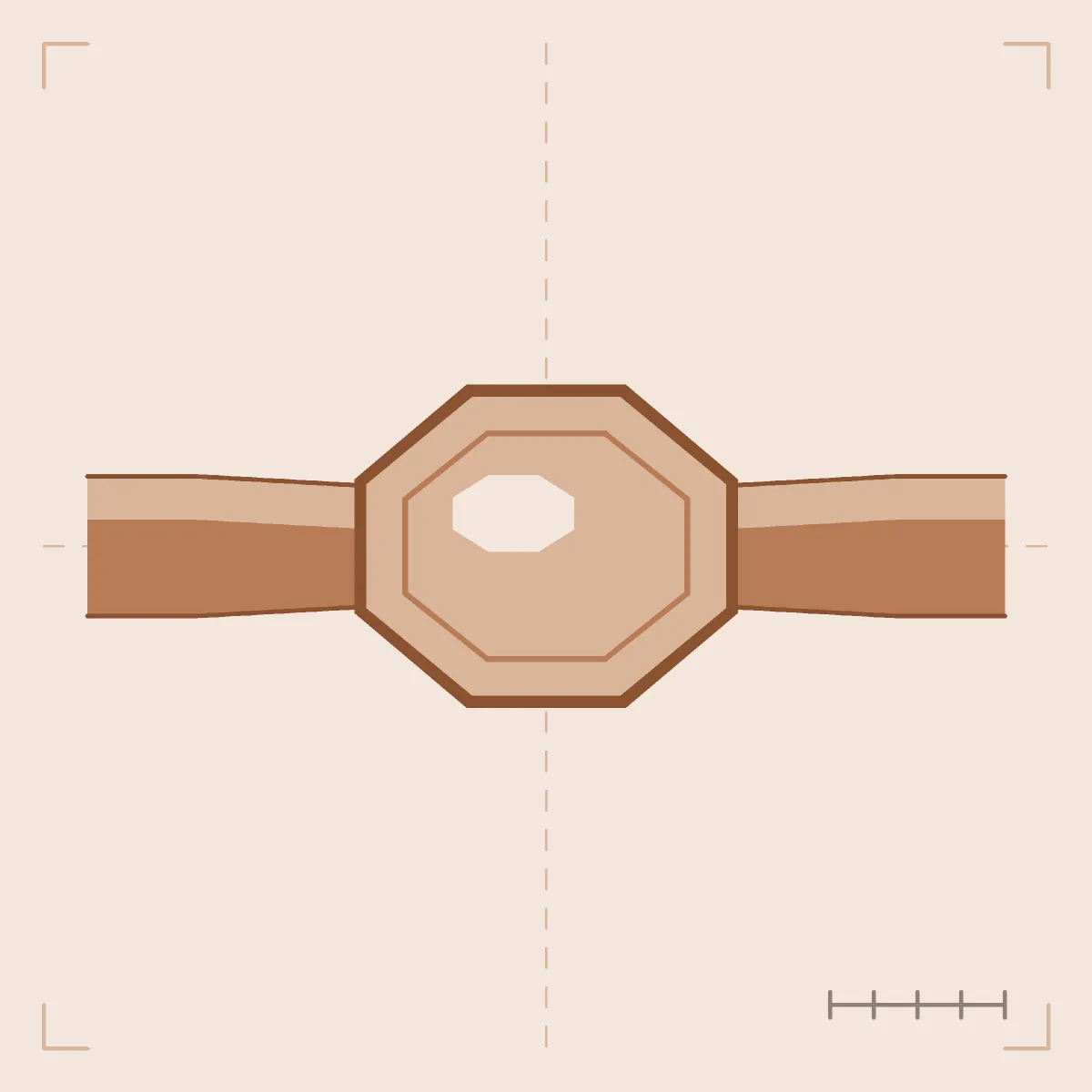 Octagonal Signet Ring from above: the octagonal face with its raised border