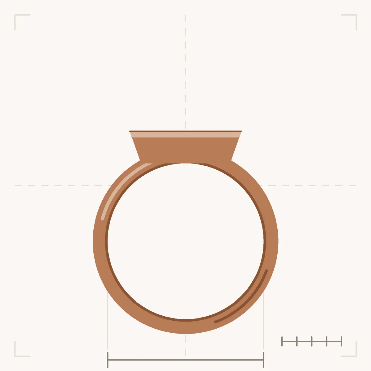 Octagonal Signet Ring in side profile: the flat face sitting on the shoulders of the band
