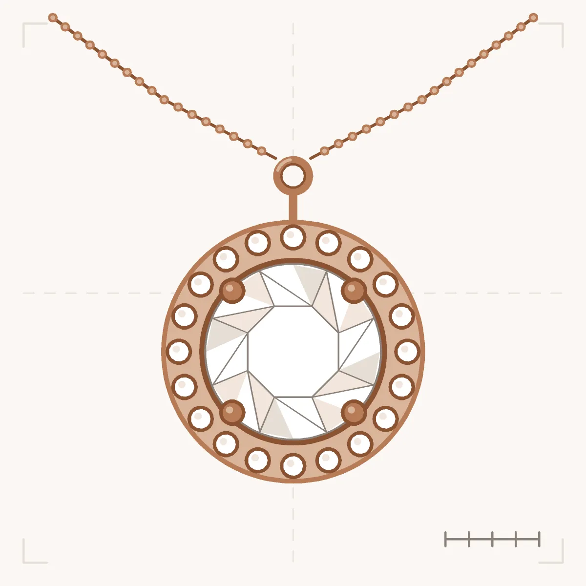 Round Halo Pendant on its chain: a round stone ringed by accent stones below a small bail